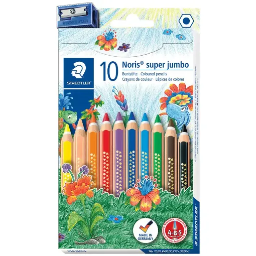 Picture of Staedtler Norris Super Jumbo Coloured Pencils with Sharpener Pack of 10