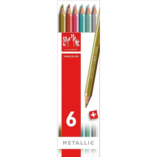 Picture of CD Fancolor Box of 6 assort water-sol metallic colour pencils OBS22