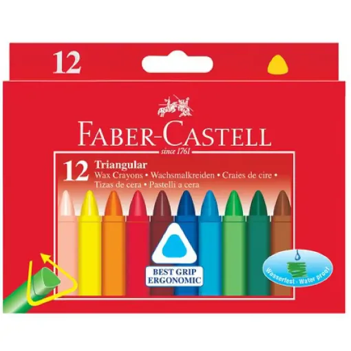 Picture of Faber Junior Triangular Grip Wax Crayons 12's