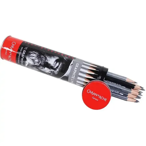 Picture of Caran d'Ache Graphite Line Metal Cylinder of 15 Assorted Pencils