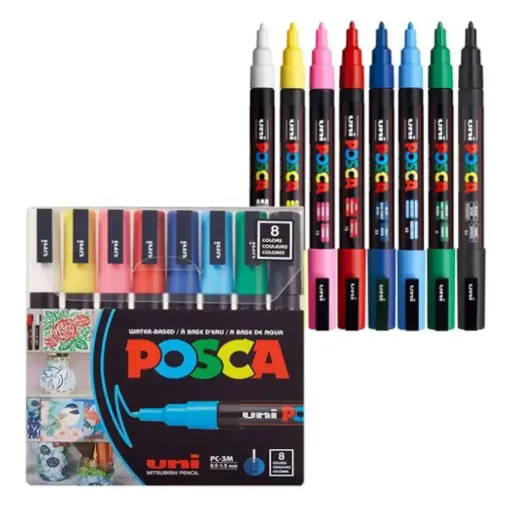 Picture of Posca PC-3M Fine Marker 0.9-1.3mm Standard Colours Pack of 8