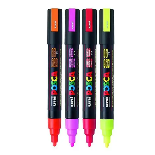 Picture of Posca PC-5M Bullet Tip Markers 1.8-2.55mm Fluorescent Colours Pack of 4