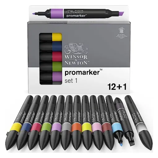 Picture of Promarker Vibrant Colours Set of 12 and Blender