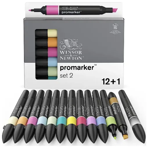 Picture of Promarker Pastel Colours Set of 12 and Blender