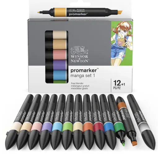 Picture of Promarker Manga Set 1 Pack of 12 and Blender