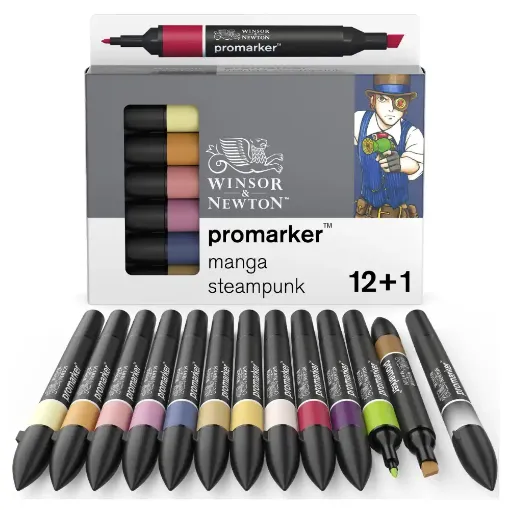 Picture of Promarker Manga Steampunk Set of 12 and Blender