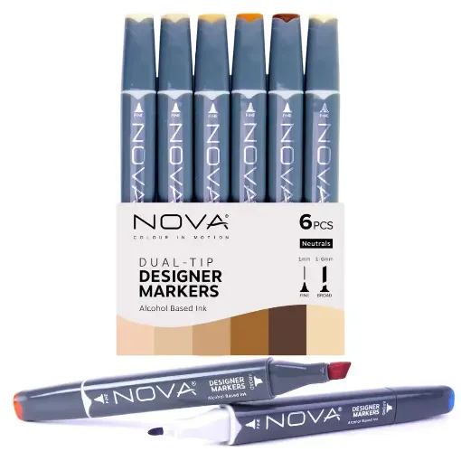 Picture of Nova Designer Markers with Dual Tip Neutrals 6 Pack