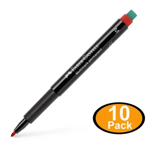 Picture of Faber Castell Multimark Permanent Marker Red Pack of 10