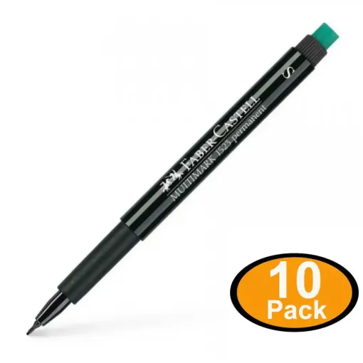 Picture of Faber Castell Multimark Permanent Marker SuperFine Black Pack of 10