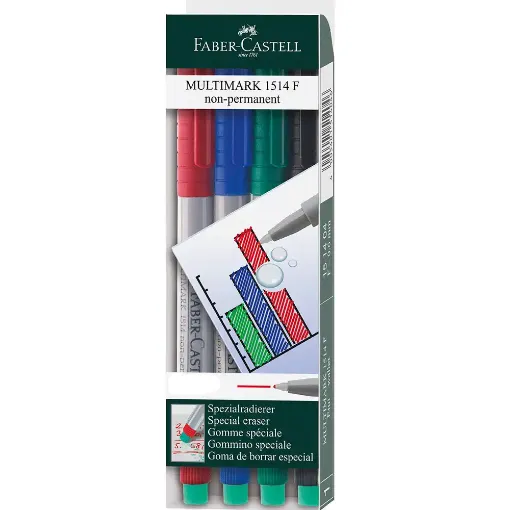 Picture of Faber Multimark Non-Permanent SuperFine Tip Set of 4