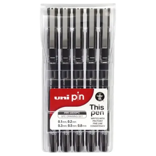Picture of UniPin Fineliner Pens Assorted Sizes 5 Pack