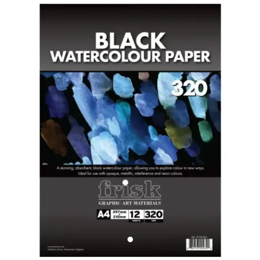 Picture of Frisk Black Watercolour Paper Pad 320gsm A4 12 Sheets 