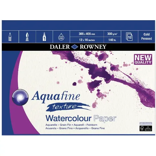 Picture of Aquafine Watercolour Texture Pad 300g 12 Sheets Range