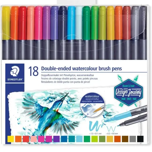 Picture of Staedtler Double-Ended Assorted Watercolour Brush Pens Pack of 18