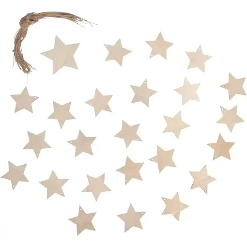 Picture of Rayher Wood Pendant Stars Pack of 24