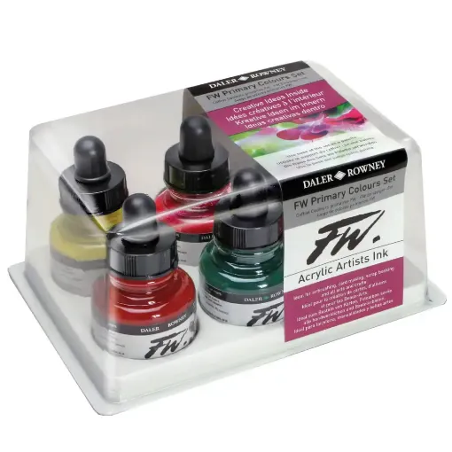 Picture of Daler Rowney FW Artist Ink Set of 6 Primary Colours