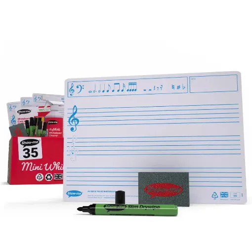 Picture of Show-me Stave Music/Plain A4 Board Classroom 35 Pack