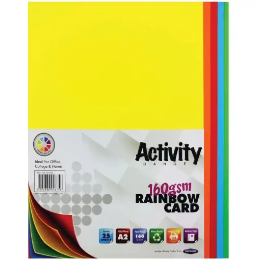 Picture of A2 160g Card Assorted Bright Colour 25 Sheets