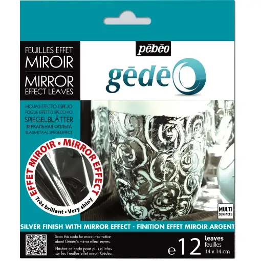 Picture of Pebeo Gedeo Mirror Effect Metal Leaves Silver Pack of 12 