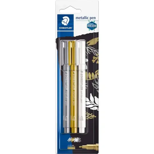 Picture of Staedtler Metallic Pens White, Gold & Silver