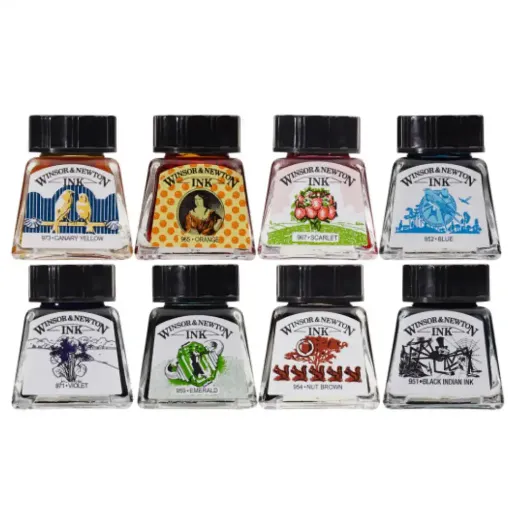 Picture of W&N Henry Drawing Ink 8x14ml Set