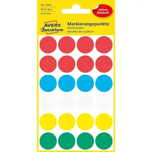 Picture of Avery Sticker Dots 18mm Assorted Colours