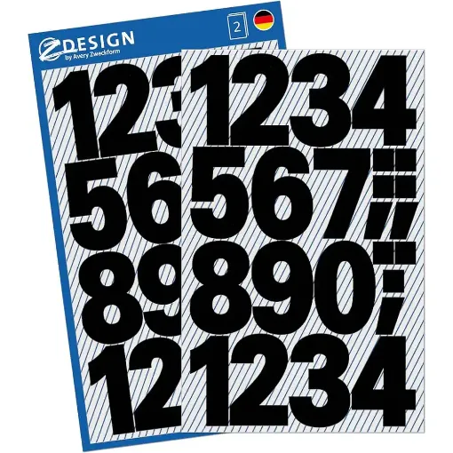 Picture of Avery Black Weatherproof Number Stickers 25mm 