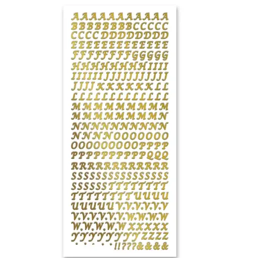 Picture of Uppercase Alphabet Letters Gold Stickers