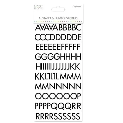 Picture of Simply Creative Alphabet & Numbers Stickers Skinny Black Chipboard