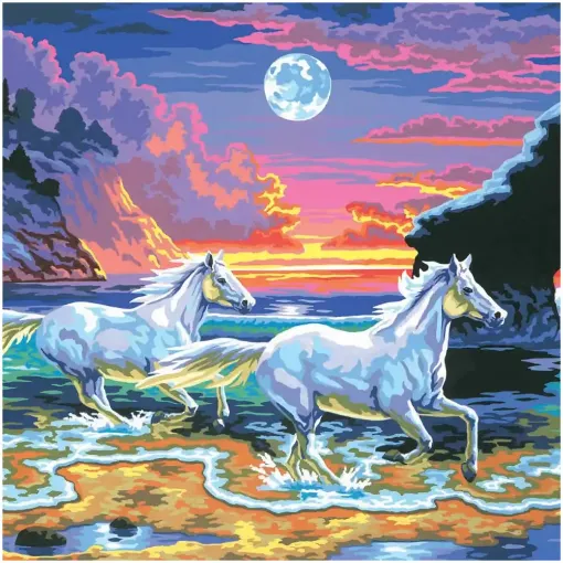 Picture of Large Painting by Numbers Horses in the Surf