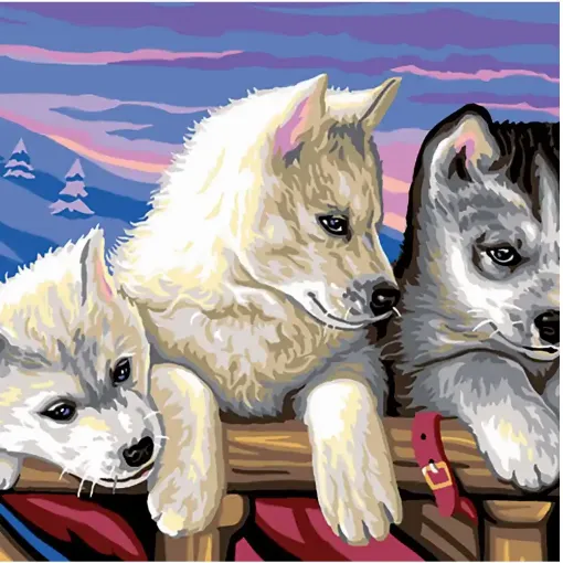 Picture of Large Painting by Numbers Huskies