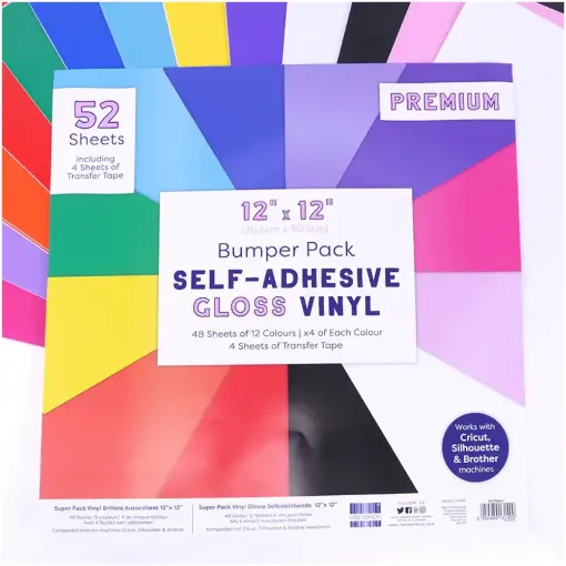 Picture of Self Adhesive Gloss Vinyl 52 Bumper Pack 12" x 12" 