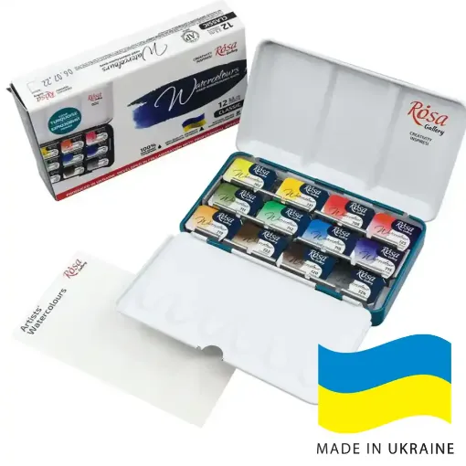 Picture of Rosa Professional Artist Quality Watercolour Full Pan Set of 12 Classic