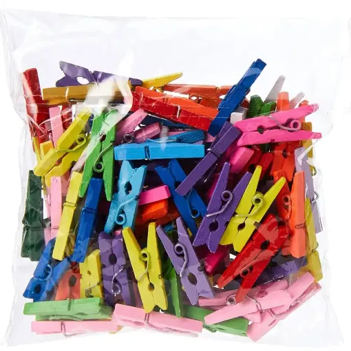 Picture of Mini Peg Pack in Assorted Colours 100 Pieces