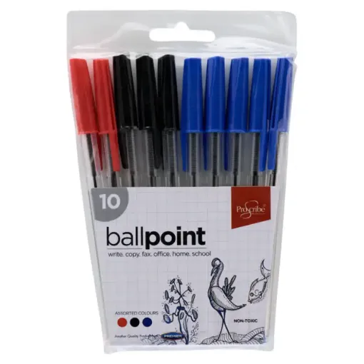 Picture of Proscribe Ballpoint Pens 10 Pack Assorted Colours