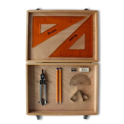 Picture of Wooden Box with Clips & Strong SG Set Square