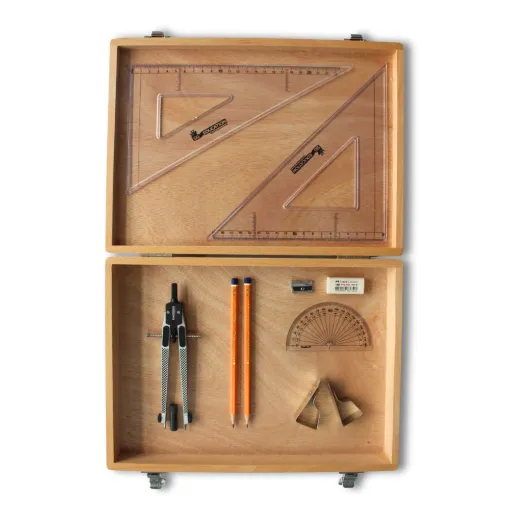 Picture of Wooden Box with Clips & SG Set Square