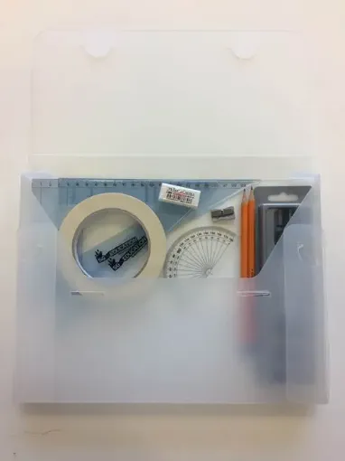 Picture of Strong Poly Box with 2 Part Compass, Tape & SG Set Square (0 at Edge)