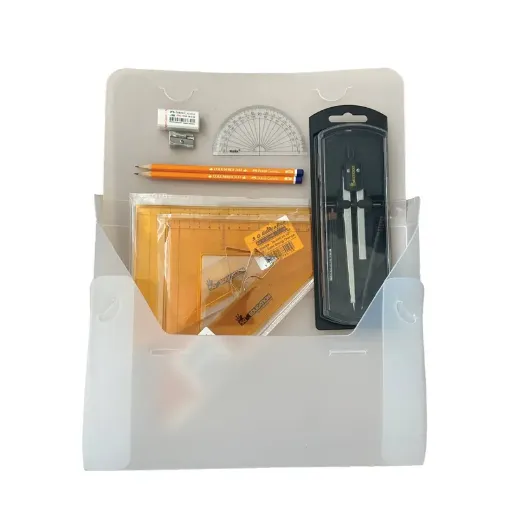 Picture of PolyBox Clutch Pencil Compass, with Clips & SG Strong Set Square