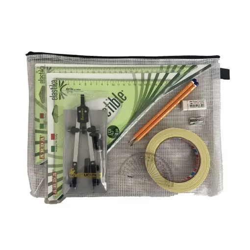 Picture of Pouch Bag with Pen Holder Compass, Tape & Elastika Set Square