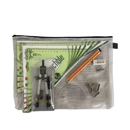 Picture of Pouch Bag with Pen Holder Compass, Clips & Elastika Set Square