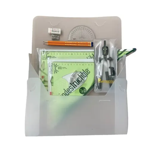 Picture of PolyBox with Pen Holder Compass, Clips & Elastika Set Square
