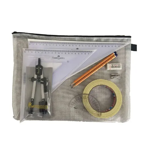 Picture of Pouch Bag with Pen Holder Compass, Tape & Faber Castell Set Square