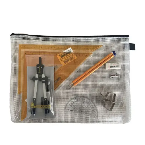 Picture of Pouch Bag with Pen Holder Compass, Clips & SG Strong Set Square