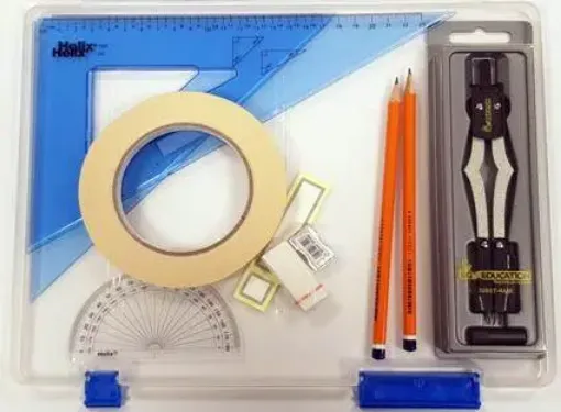 Picture of Tuff Box with 2 Part Compass, Tape & Helix Set Square