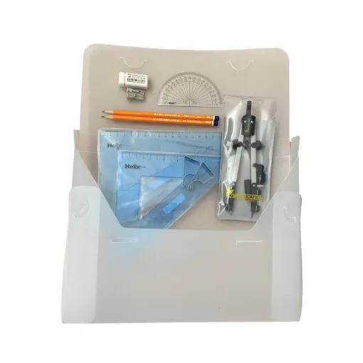Picture of PolyBox with Pen Holder Compass, Clips & Helix Set Square 