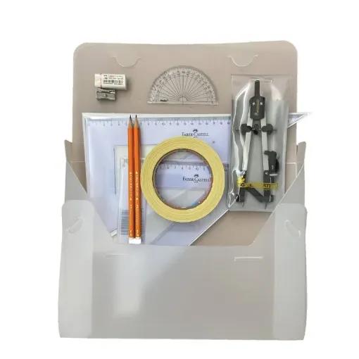 Picture of PolyBox with Pen Holder Compass, Tape & Faber Castell Set Square