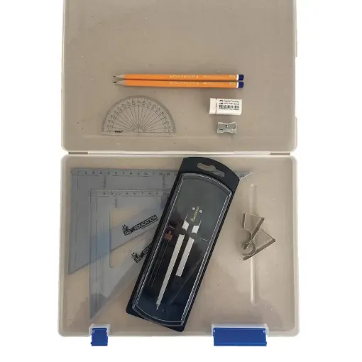 Picture of Tuff Box with Clutch Pencil Compass, Clips & SG Set Square (0 at Edge)