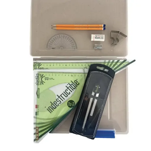 Picture of Tuff Box with Clutch Pencil Compass, Clips & Elastika Set Square