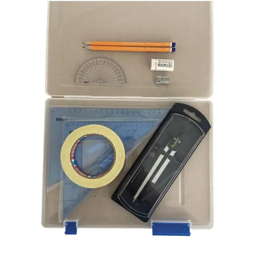 Picture of Tuff Box with Clutch Pencil Compass, Tape & Helix Set Square